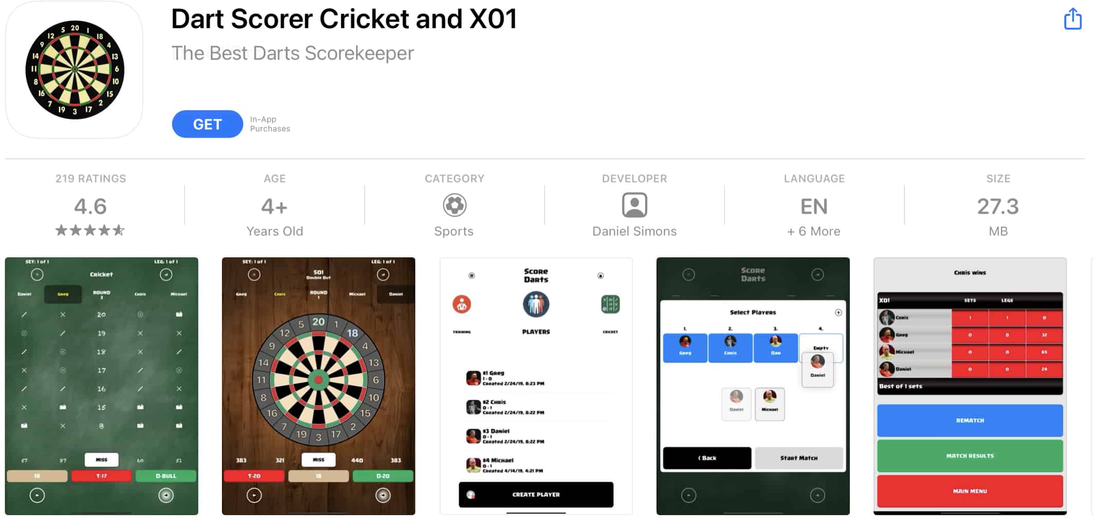 Dart Scorer Cricket and X01